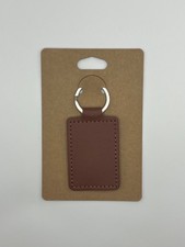 Personalized Brown PU Leather Rectangle Keychain Custom Engraved Text Gift