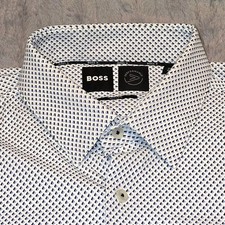 Hugo Boss Mens Long Sleeve Button Up Shirt Slim Fit Large 41-16 Performance