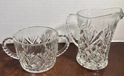 Anchor Hocking Clearcut Pineapple Creamer & Open Sugar Set VTG