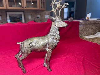 Vintage Brass Buck Stag Statue Sculpture Figurine Bronze Finish Deer 11" Tall