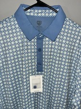 NWT Graham Luxe Stretch Performance Golf Polo Shirt Blue Floral Leighton Mens XL