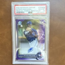 Topps 2022 Bowman Chrome Estiven Machado Purple Refractor Auto PSA 10 Blue Jays