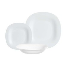 Dinnerware Set Luminarc Carine Square Glass White Crockery Plates Microwave Safe