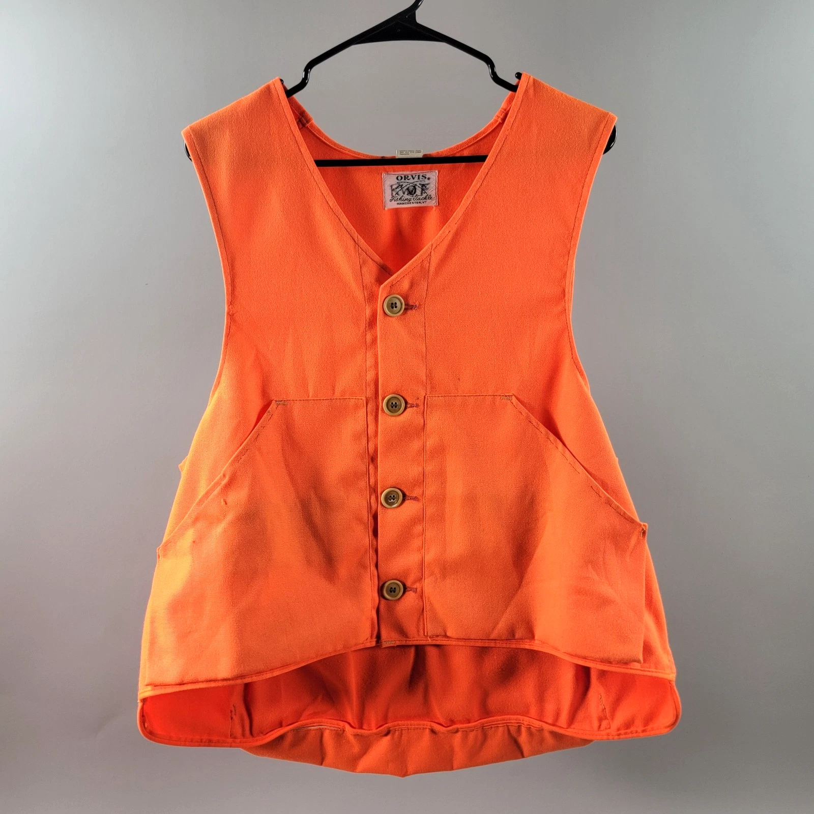 Vintage Orvis Fishing Hunting Vest Size Small 4 Button Back Storage Side Pockets