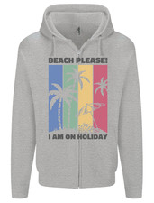 Beach Please Im on Holiday Funny Mens Zip Up Hoodie