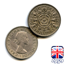 A BRITISH 1959 ELIZABETH II FLORIN - TWO SHILLING 2s COIN, 67 Years Old!