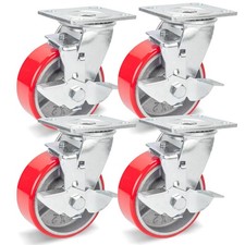 5 Inch Industrial Casters Set of 4, Heavy Duty Casters with Brake 4000 Lbs, N...