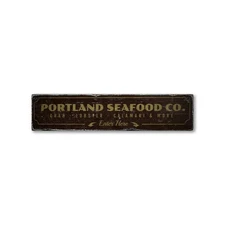 Seafood Company, Custom Beach Location - Rustic Distressed Wood Sign