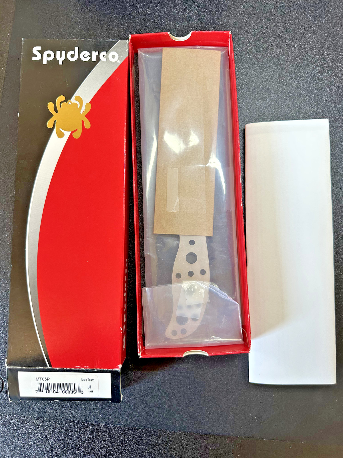Spyderco Mule Team MT05P Fixed Blade Blank – 9Cr18Mo – USA – Box & Docs