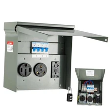  Temporary Power Outlet Panel with Breaker, Weatherproof 50/30/20 20A+30A+50A