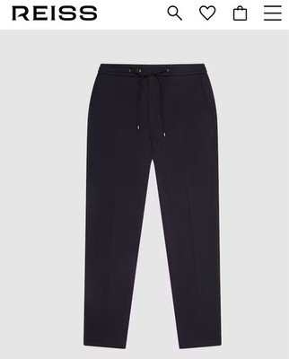 REISS Flexo Slim Fit Jersey Stretch Trousers in Navy Size 34