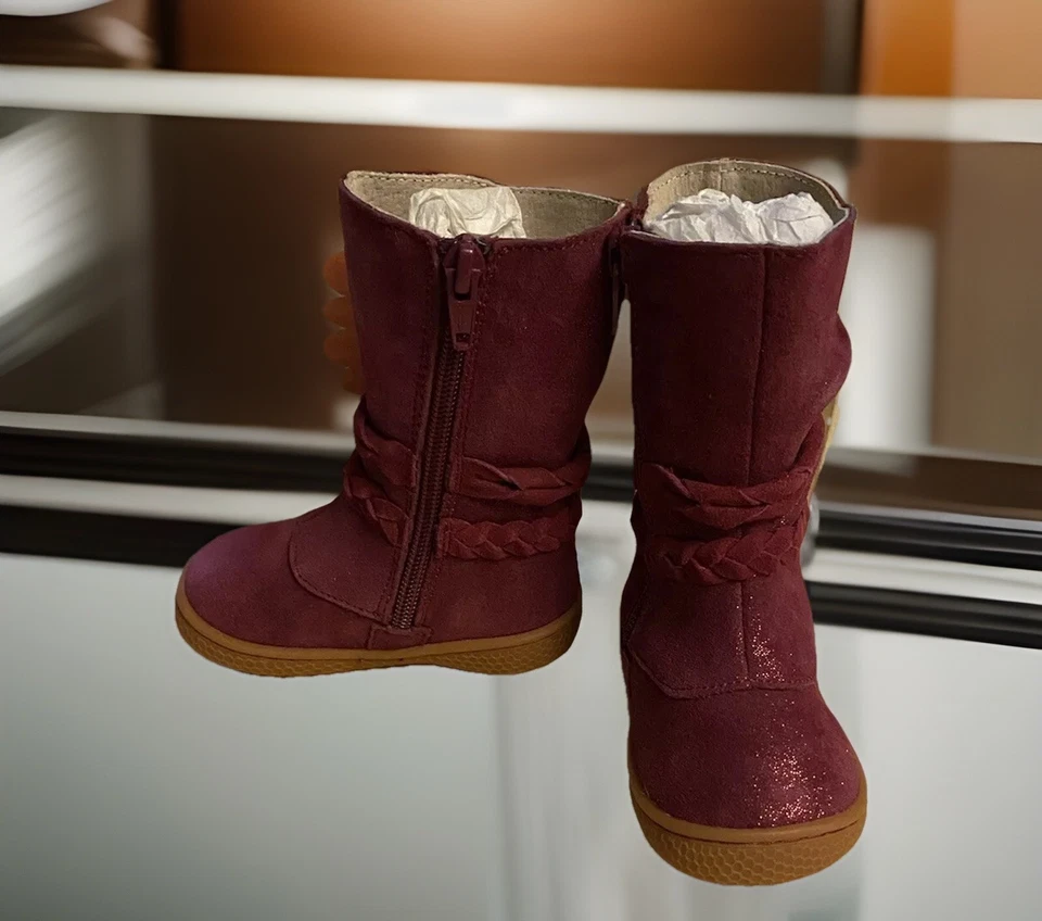 Girls NWB Livie & Luca Suede Leather Boots Shimmer Zip Up Calliope Toddler 4 M - Image 3 of 4