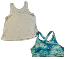 Reebok White Tank Blue Sports Bra Girls 18 XXL Wireless Crossback Work Out Run