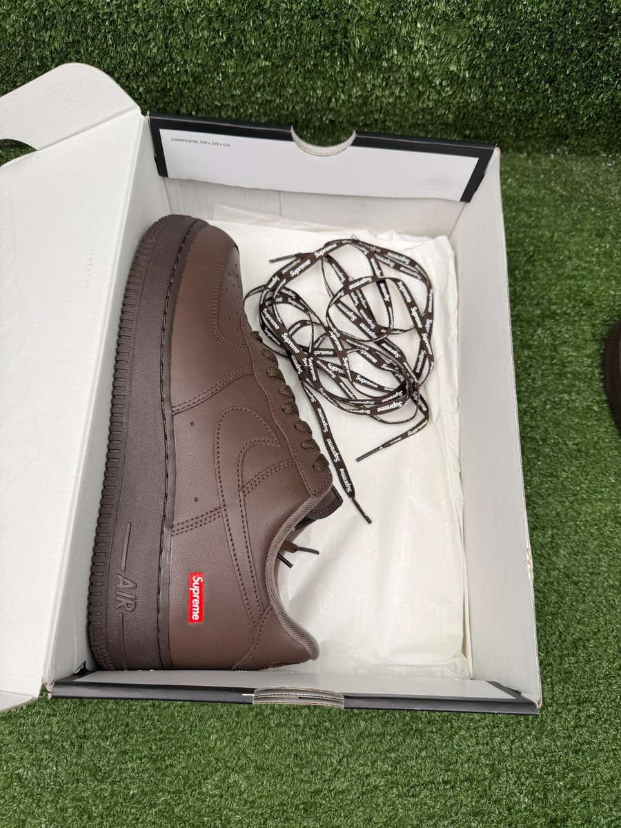 Size 9.5 - Nike Supreme x Air Force 1 Low Box Logo - Baroque Brown