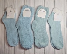 4 Pairs Snugadoo Soft Adult Socks Warm Fuzzy Comfy Lot Of 4 Nwt Blue Aqua Green