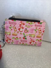NEW Strawberry Shortcake Pink Slim Credit Card Case Wallet With Keychain Keyring