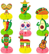 9Pcs Mexican Fiesta Honeycomb Centerpieces, Taco Twosday Party Table Decoration,