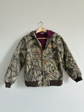 Carhartt x Mossy Oak Camo Jacket Purple Sherpa Lining Youth Size Large 14