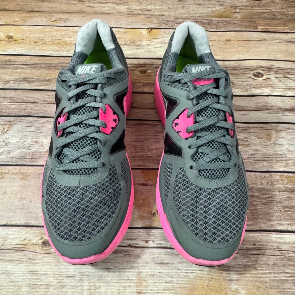 Nike Womens Gray Pink Lunarglide 3 Lunarlon Sneakers Athletic Running Shoes 9.5 - Image 2 of 4