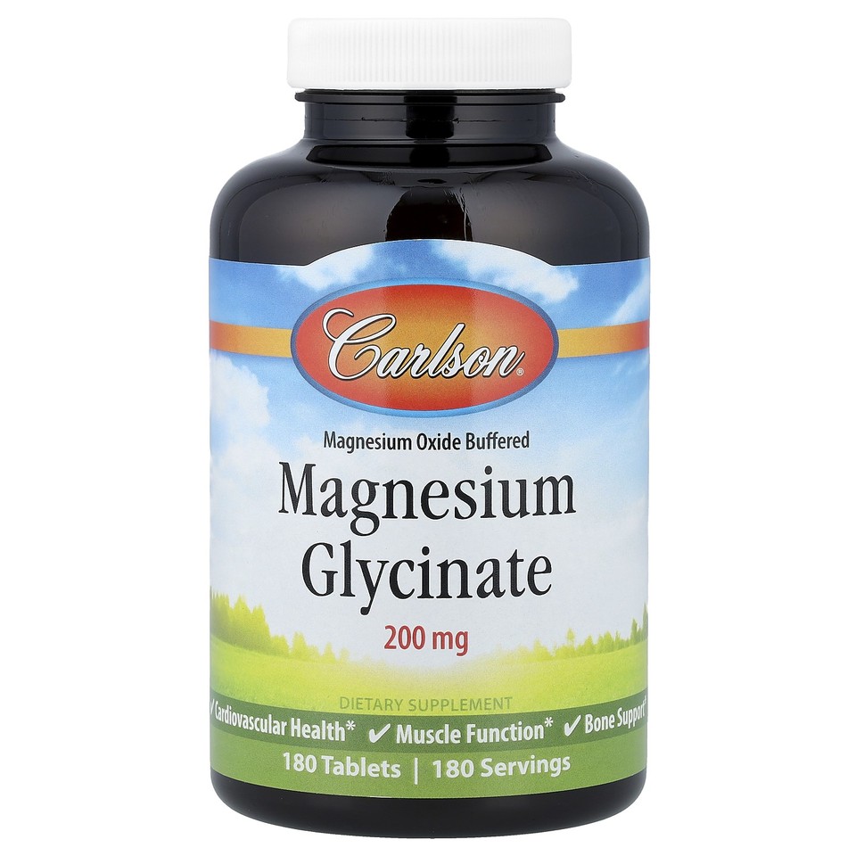 Carlson Labs Chelated Magnesium 180 Tablets Gluten-Free, Preservative-Free ,