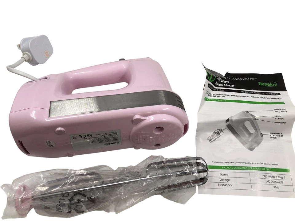 Candy Rose Collection Hand Mixer 300W 5 Speed Settings Pink T2080 HY41 - image 3 of 3