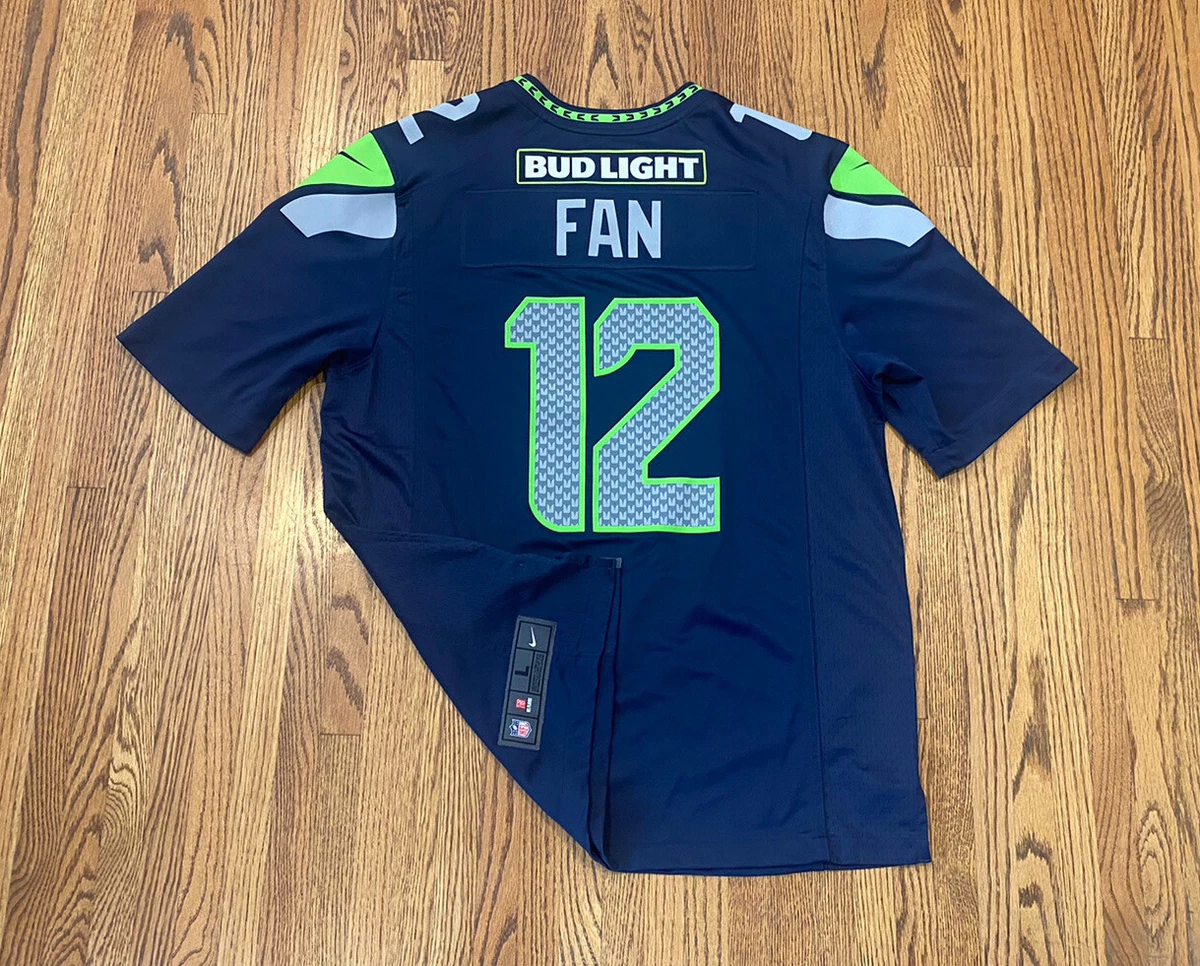 Seattle Seahawks 12th Man #12 Nike Bud Light NFL Football Fan Jersey Mens  Large