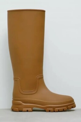 Zara Rubberized Tall Boots Camel US Size EU(35)