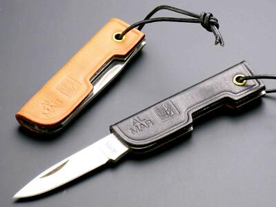 Al Mar Pocket Lee Knife blade 440c leather handle Black or Brown 