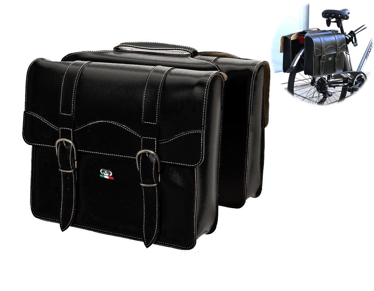 Doppia Borsa Portapacchi Bauletto Montegrappa 0024 (nero) - Made in Italy