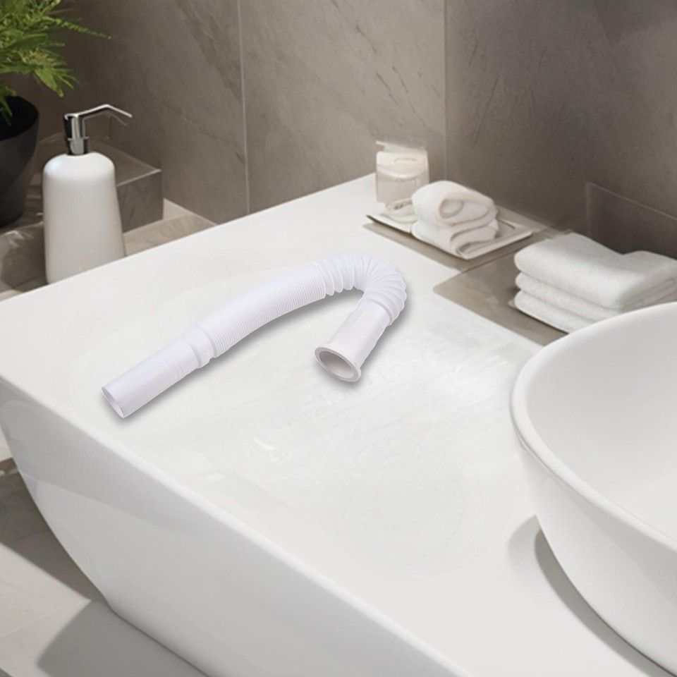 Flexible Bathroom Waste Pipe Rust Proof White Pipe 32mm Diameter 70cm