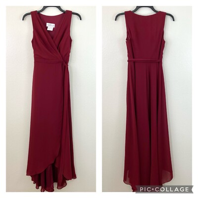 Jenny Packham Bridesmaids Chiffon Wrap Gown Burgundy 0