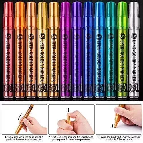 Acrylic Paint Pens-Set of 12 Premium Markers Extra Fine Tip 0.7mm DIY Craft - Image 2 of 4