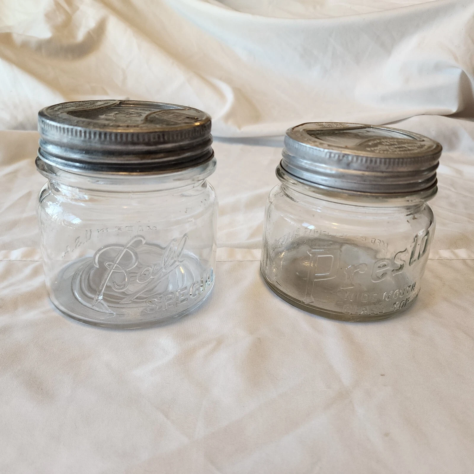 Vintage Presto & Ball Wide Mouth Canning Jars Glass with glass Lid