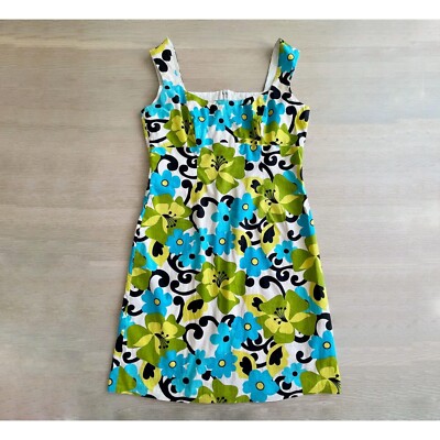 Robe fourreau fleurie, robe d'été verte et bleue, taille 40, M/L