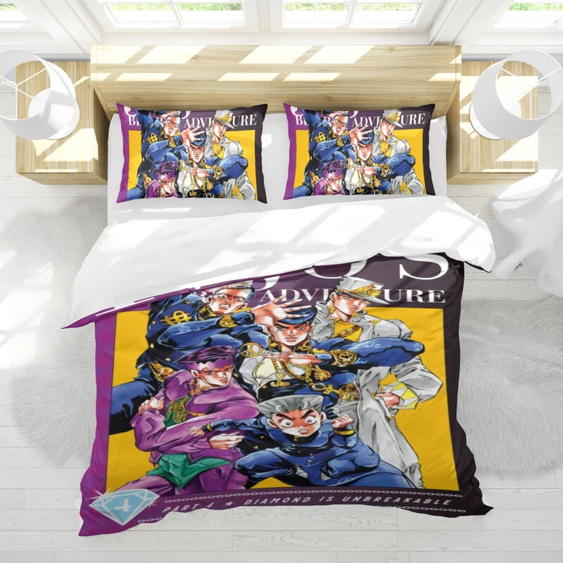 JoJo's Bizarre Adventure Bedding Set 3 Piece Duvet Cover Twin Bed Set for Kids