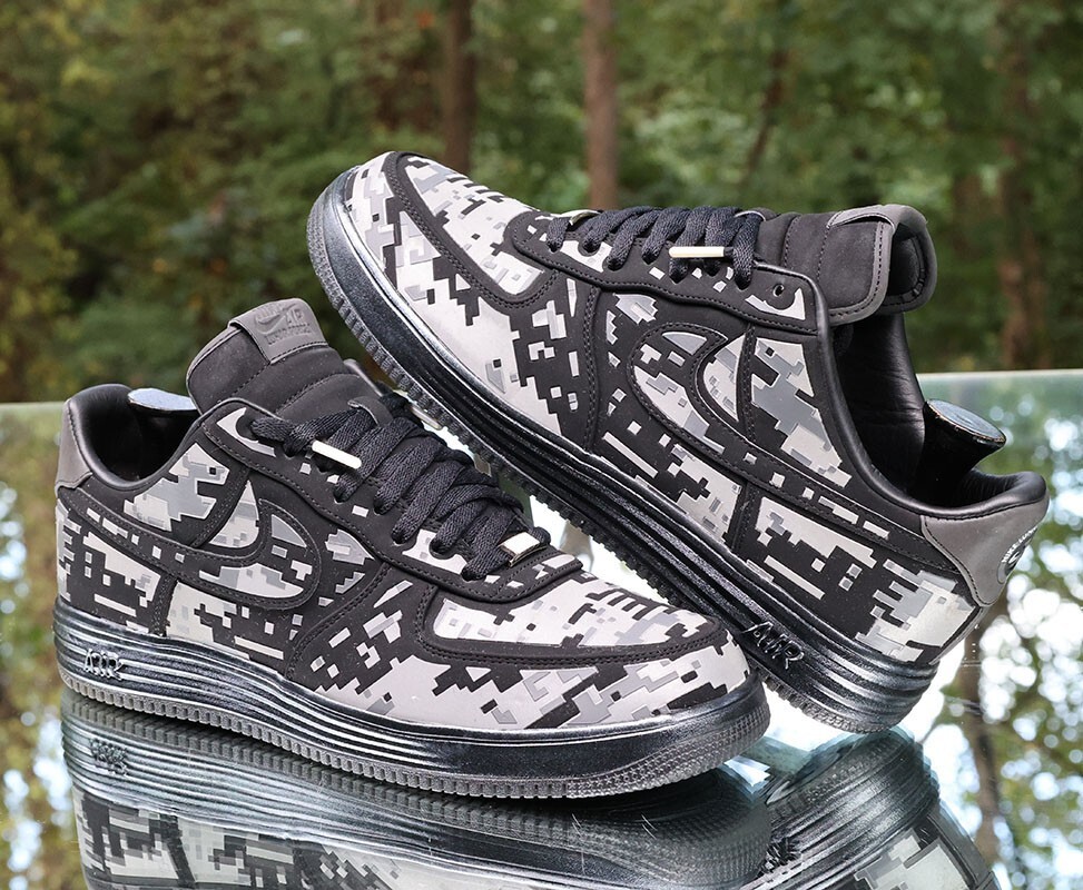 Nike Lunar Force 1 Digi Camo Black Men's Size 14 Reflective Custom