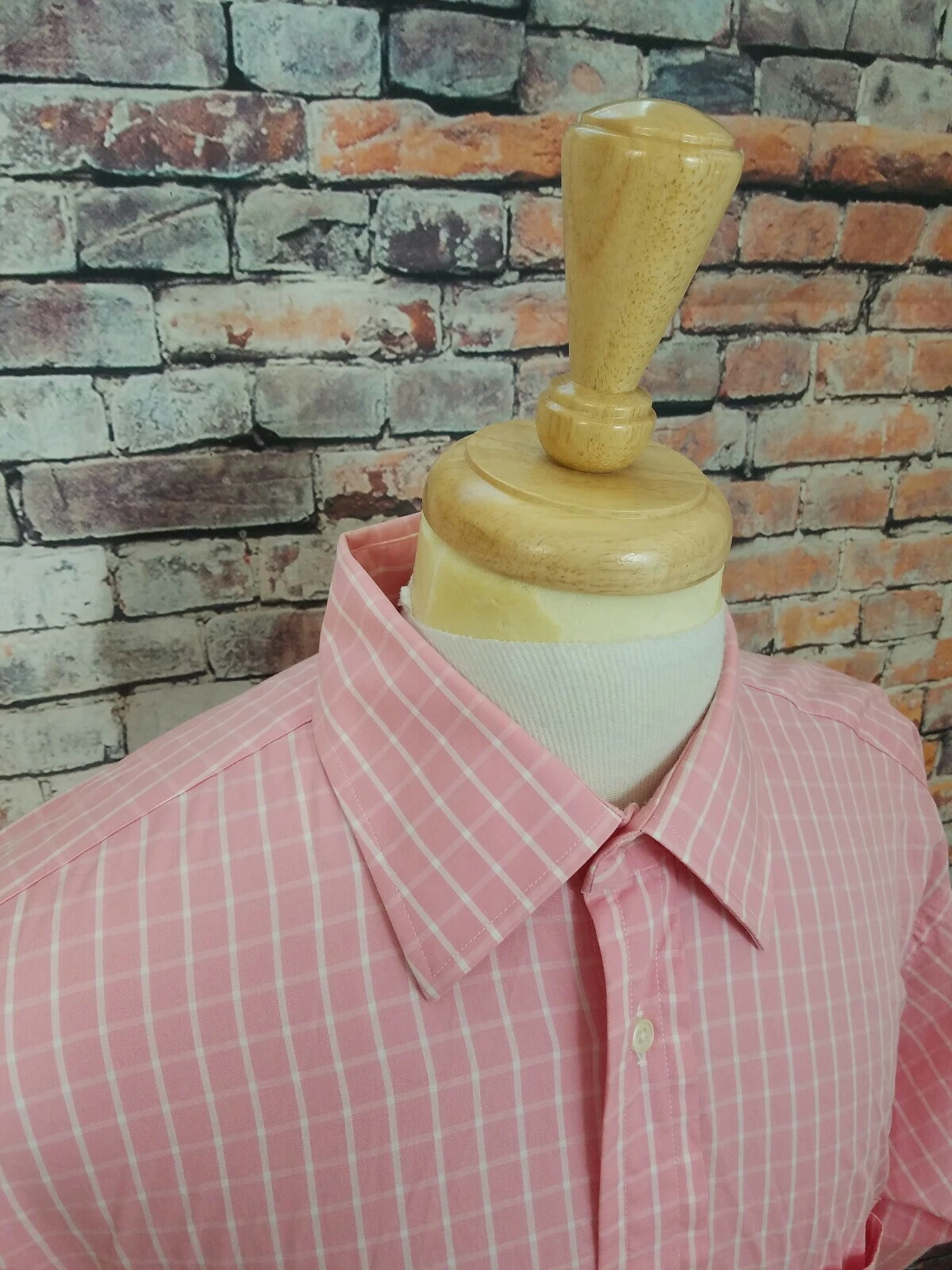 Camicia elegante uomo Burberry London rosa bianca a quadri con bottoni casual cotone 17 L
