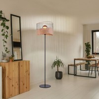 Stehlampe Retro Design Standleuchte Stehleuchte Holzkorb Lampenschirm HöHe 152Cm