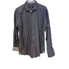 Bogosse Luxury Long Sleeve Men's Dress Shirt 5 XL Contrasting Flip Cuffs Gray