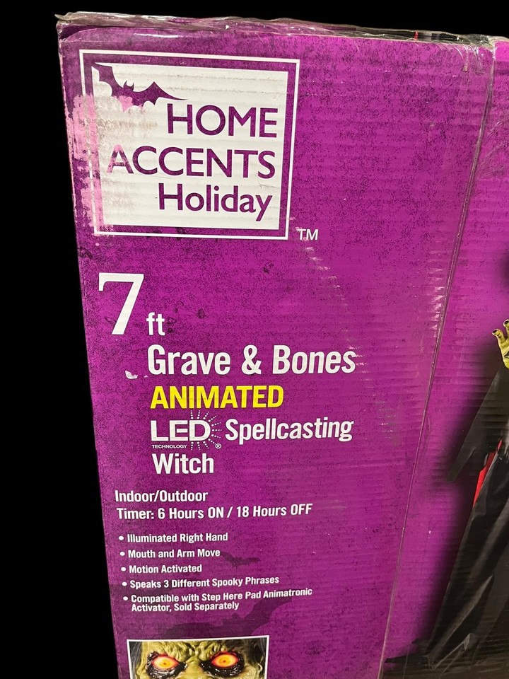 HOME ACCENTS 7 Foot Animated SPELLCASTING Witch with LED Technology and