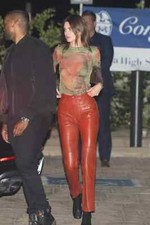 Red Women's Pant Genuine Lambskin Leather Handmade Party Casual Stylish Formal