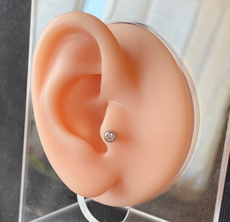 4pc Value Pack Gem Tragus Barbells Studs Cartilage Helix Piercing 16g 1/4" 6mm