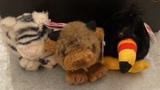 Vintage Puffkins Lot Of 3 - 1997-1998; Tasha, Biff, Tiki; Tiger, Buffalo, Toucan