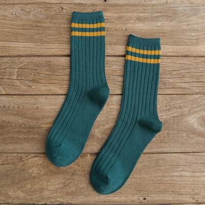 1-5 Pairs Womens Mens Athletic Sports Crew Socks Cotton Striped Classic Casual