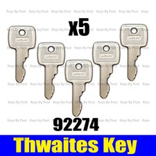 5 x Thwaites Dumper Truck Keys L&F 92274 Key Number Cut To Code