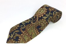 Vintage Burberrys Blue Gold Paisley Tie 100 Silk Abstract Necktie