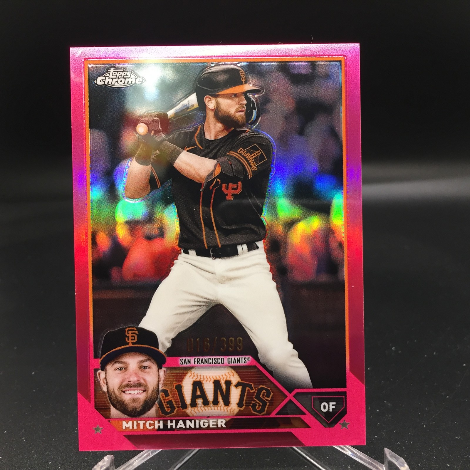 Mitch Haniger 2023 Topps Chrome Magenta Refractors 122 #/399 Giants