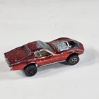 Hot Wheels 1968 Redline Custom Corvette Red W White Interior Made In USA
