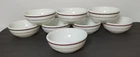 Set of 8 Vintage Pyrex Milk Glass Tableware Soup Bowls Burgundy Stripes #705