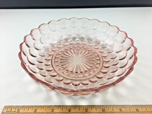 Anchor Hocking Bubble Pink 8.5" Round Vegetable Bowl Vintage Depression Glass